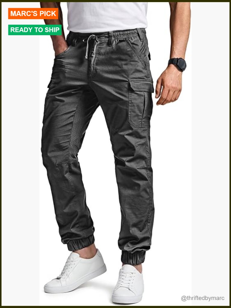 Men's Flex Lightweight Joggers, Elastic Waist Drawstring Casual Pants, Tapered